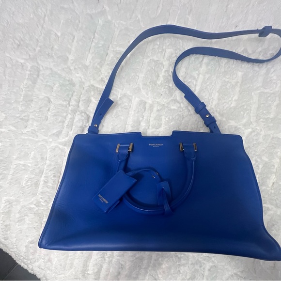 Yves Saint Laurent Vibrant Blue Cabas 2 way Bag - Picture 3 of 8